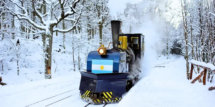 Trem do fim do mundo em Ushuaia na temporada de neve Argentina